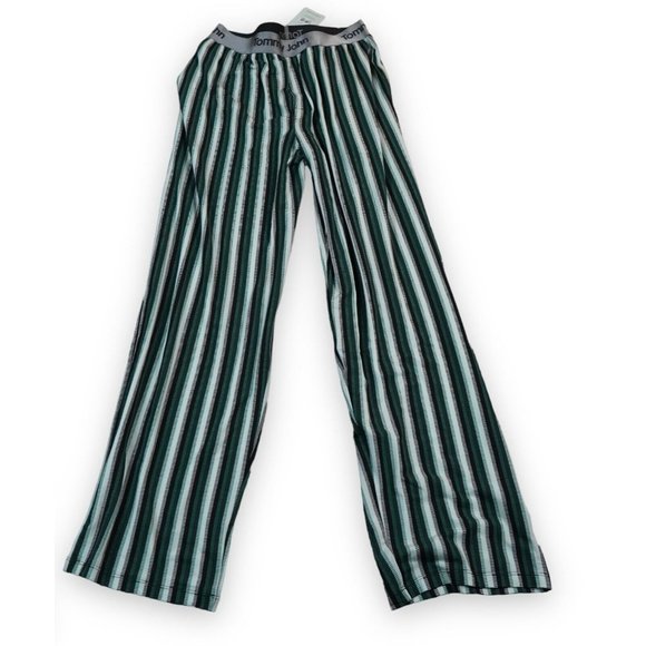Tommy John Second Skin Men Pajama Pants Medium striped‎ Green Silky Non-pilling - Picture 1 of 6